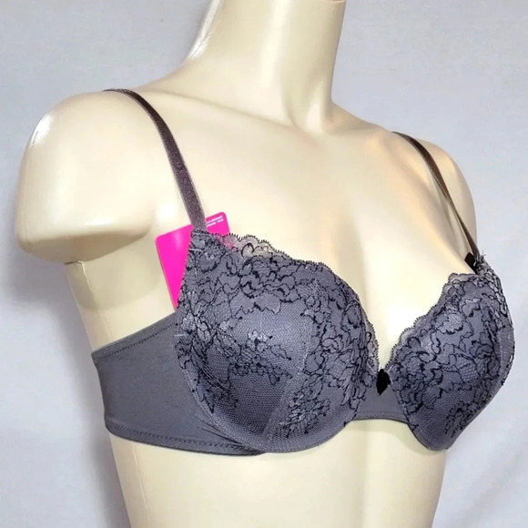 34D‎ Maidenform 6660 Self Expressions Push Up and In UW Bra Gray NWT - Picture 2 of 5